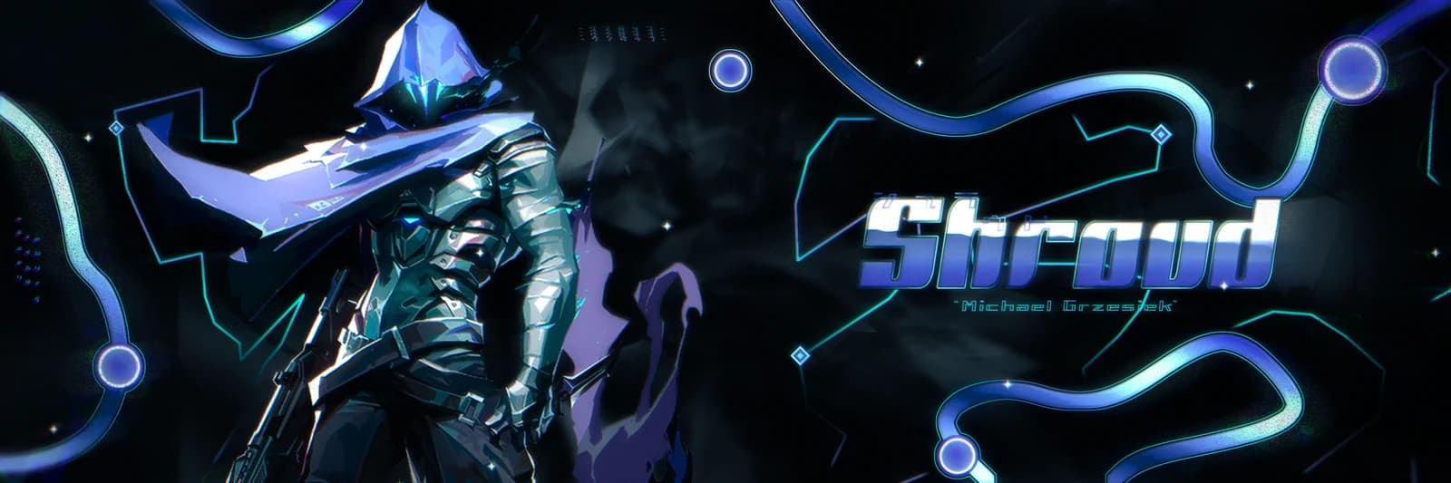 Chrome typography and blue graphics