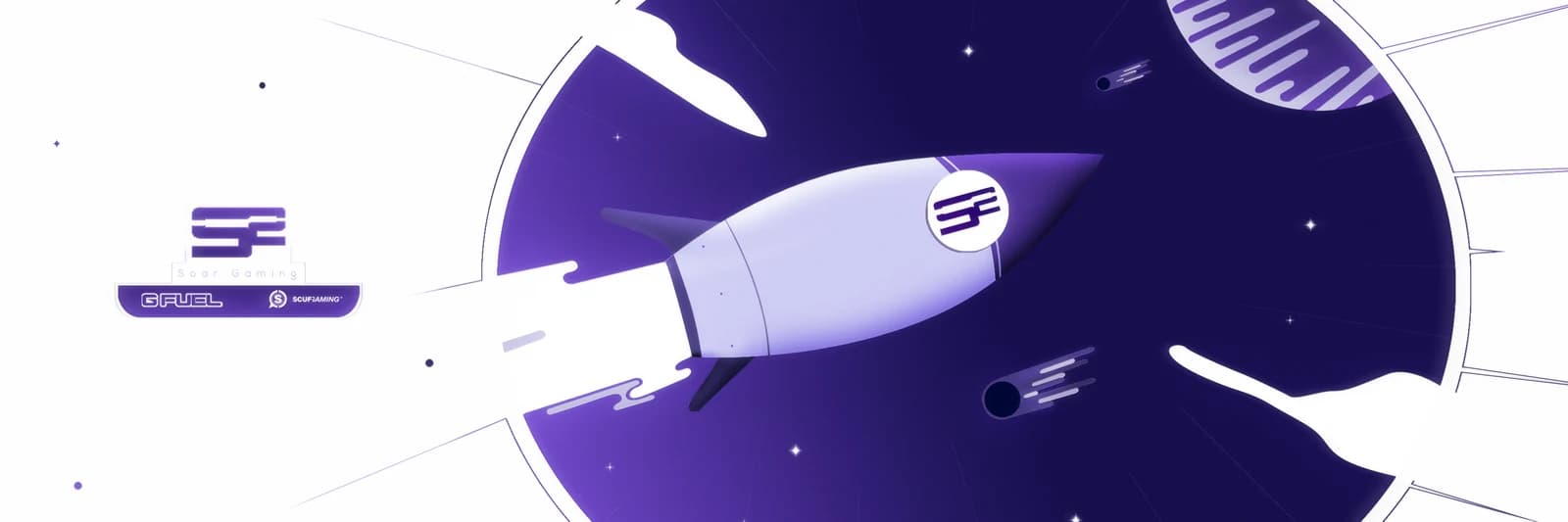 Purple and white graphic composition